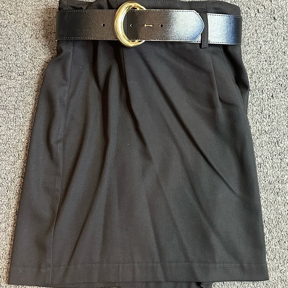 Vintage Black Pencil Skirt Belt Made in USA Size 10P